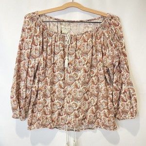 Denim & Supply Ralph Lauren Floral Print Peasant Top S Blouse Off-Shoulder